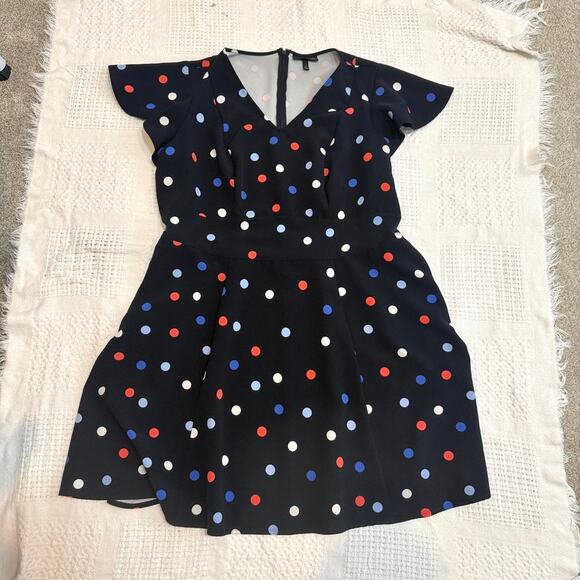 Lane Bryant 22 polka dot flutter sleeve fit and flare dress pockets D1 2749 - Picture 10 of 10
